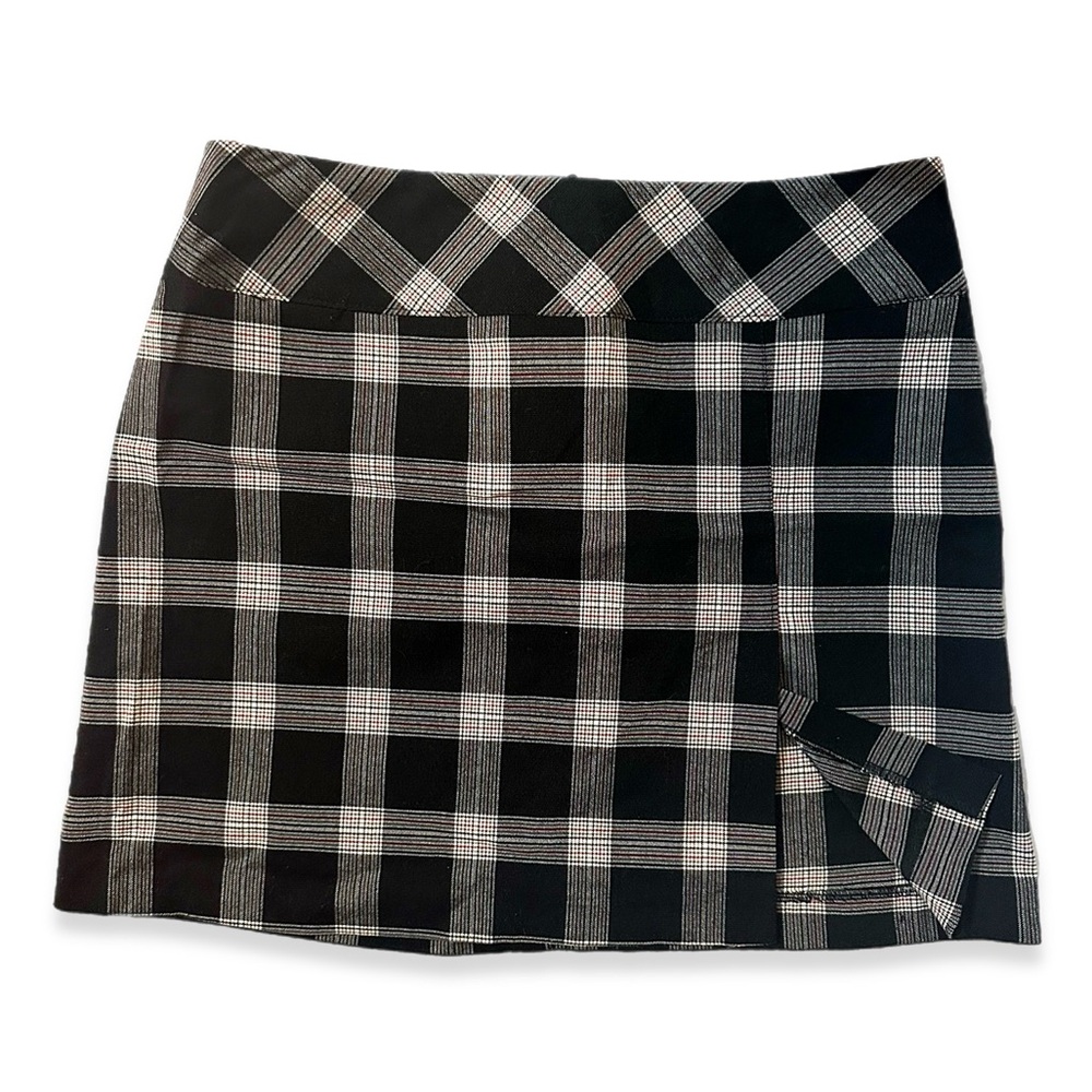 VINTAGE 90s A. BYER Red Black White Plaid Clueless Prep Mini Skirt w/ Side Slit